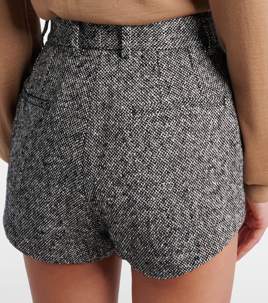 High-rise wool and cotton-blend shorts