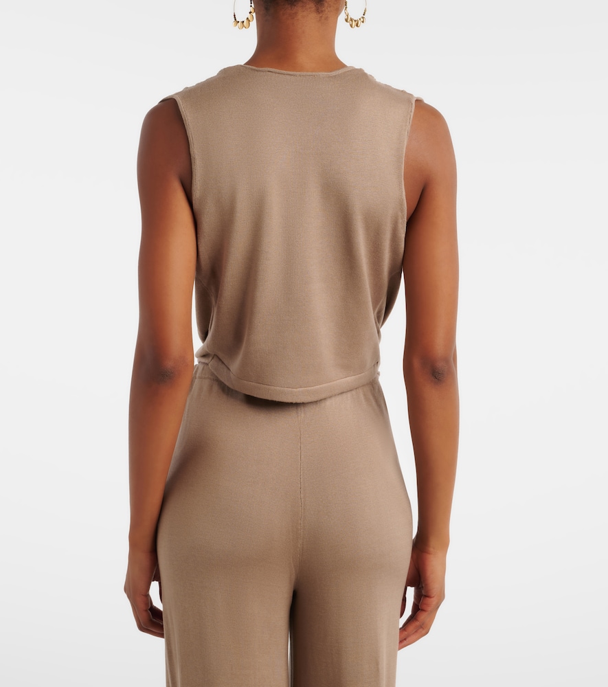 Esme cutout draped silk-blend crop top