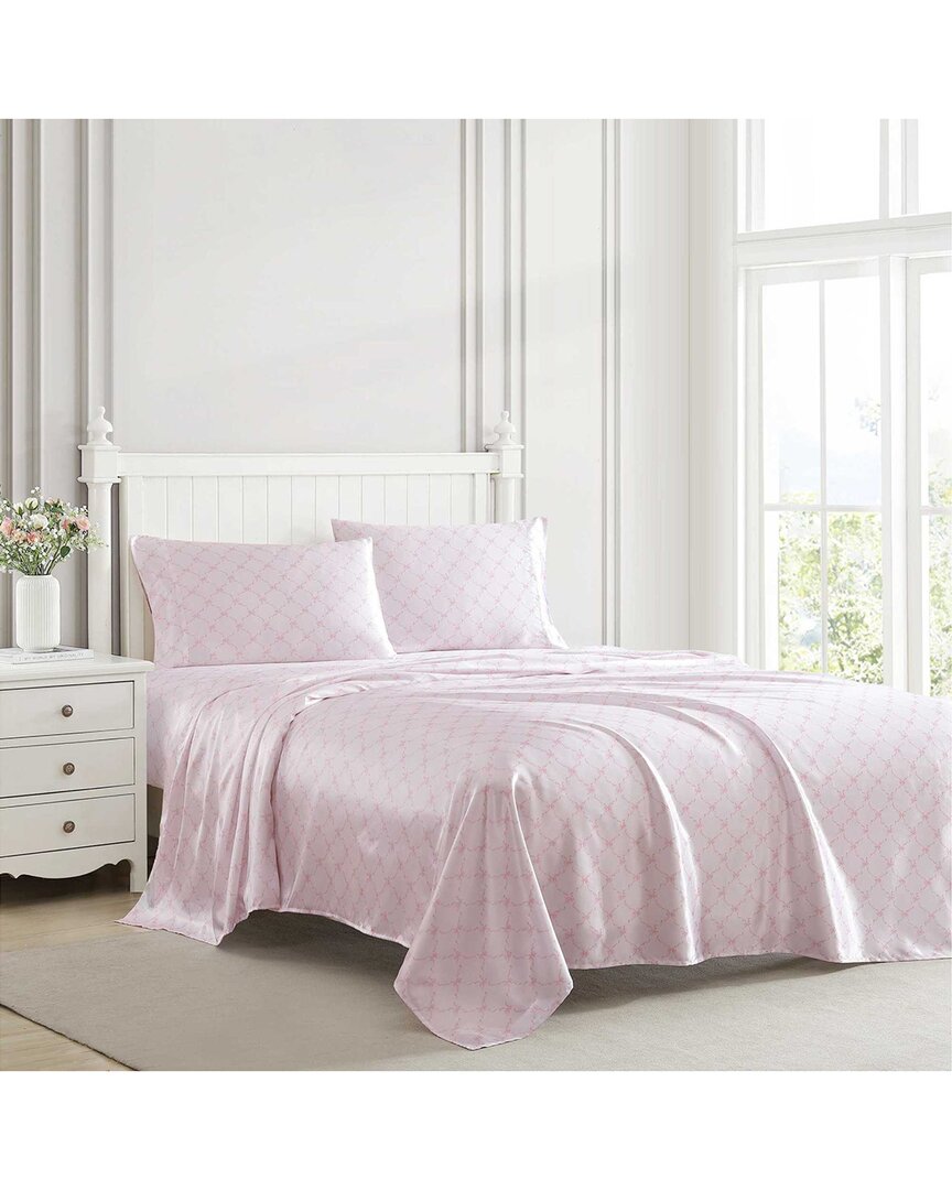 Laura Ashley Bow Ribbon Cotton Sateen Sheet Set