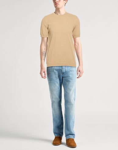 Man Sweater Sand Size 40 Cotton, Polyamide