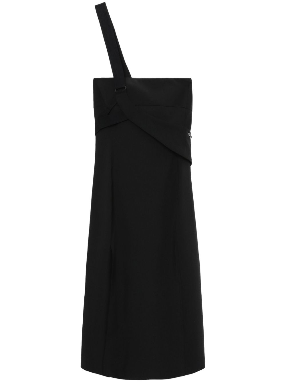 One-shoulder midi dress - Black