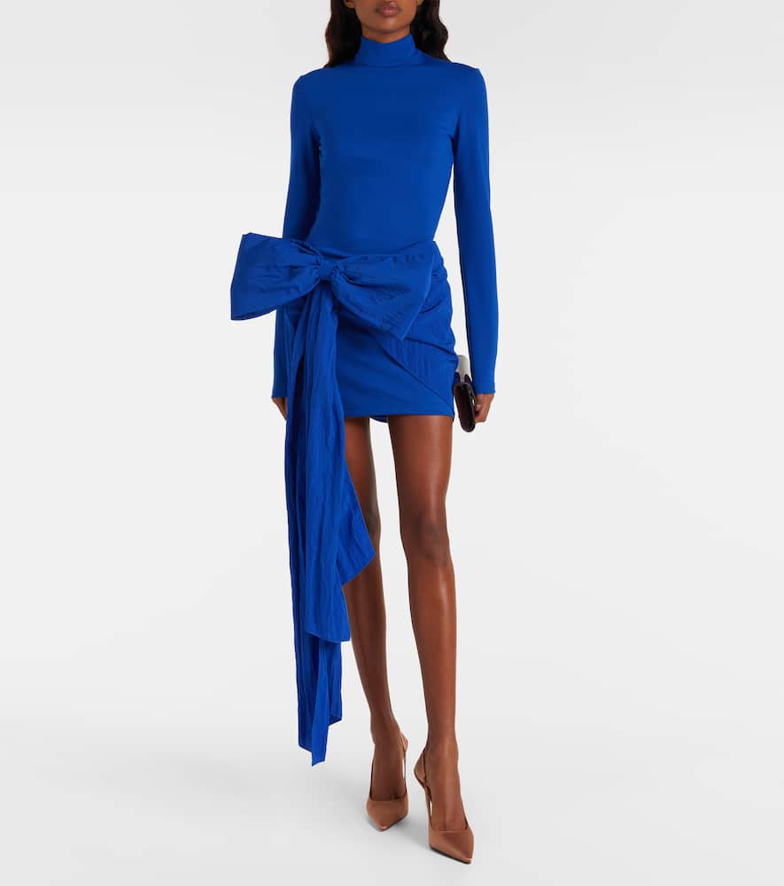 Bow-detail jersey minidress