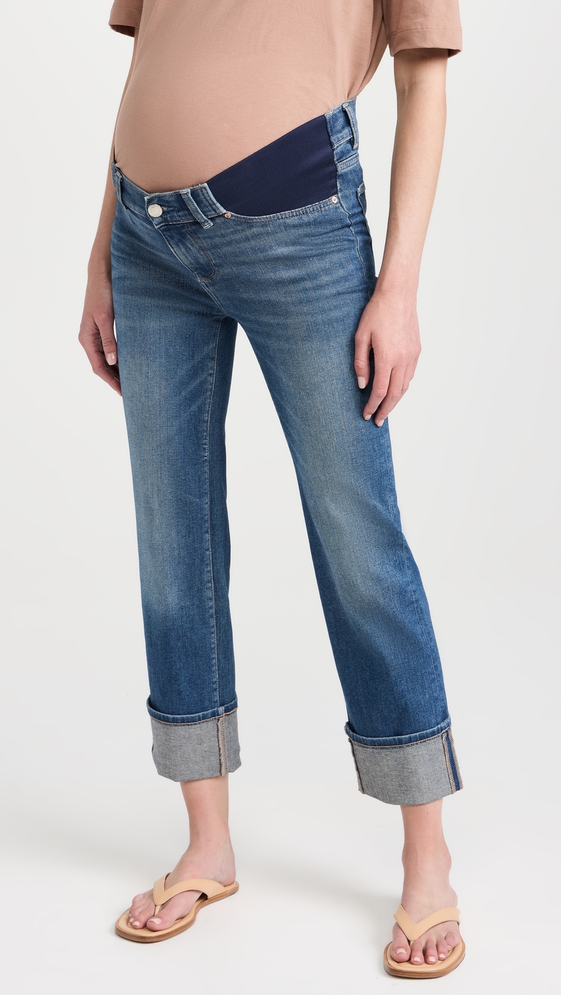 Patti Straight Maternity Jeans: High Rise Ankle Hulton Cuffed