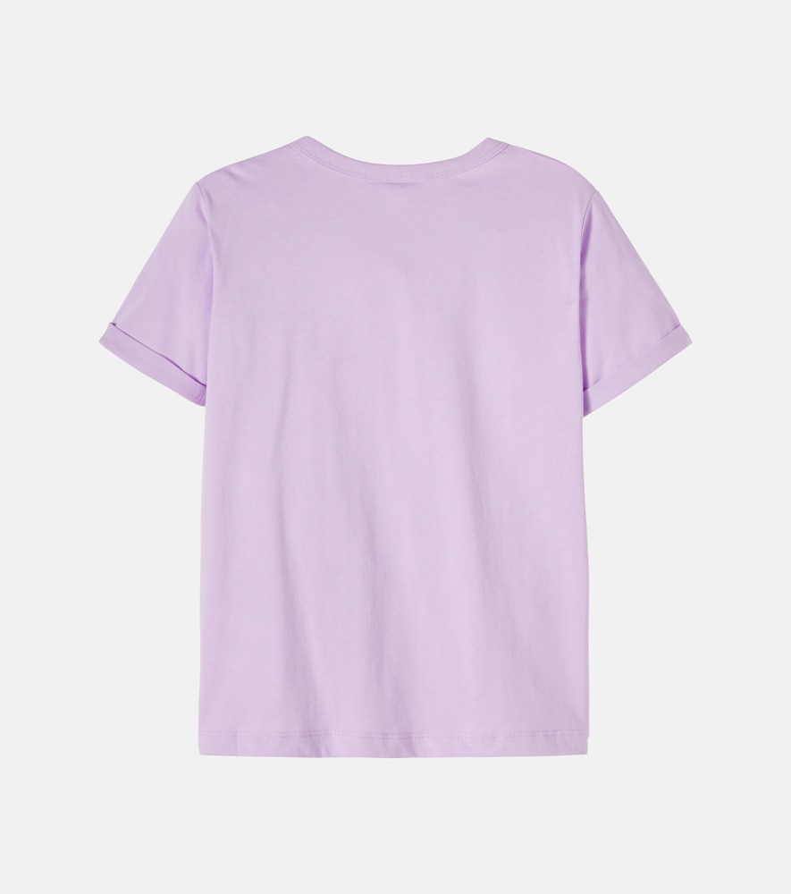 Fringed printed cotton jersey T-shirt