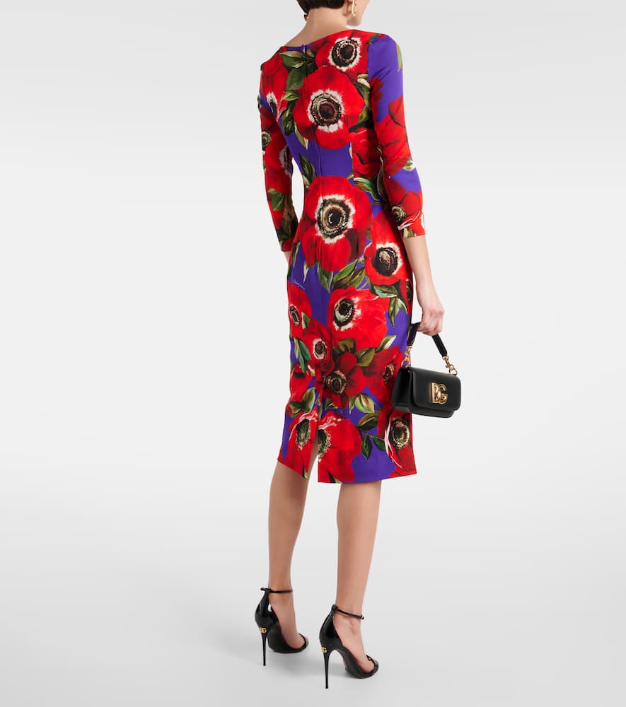 Floral silk-blend midi dress