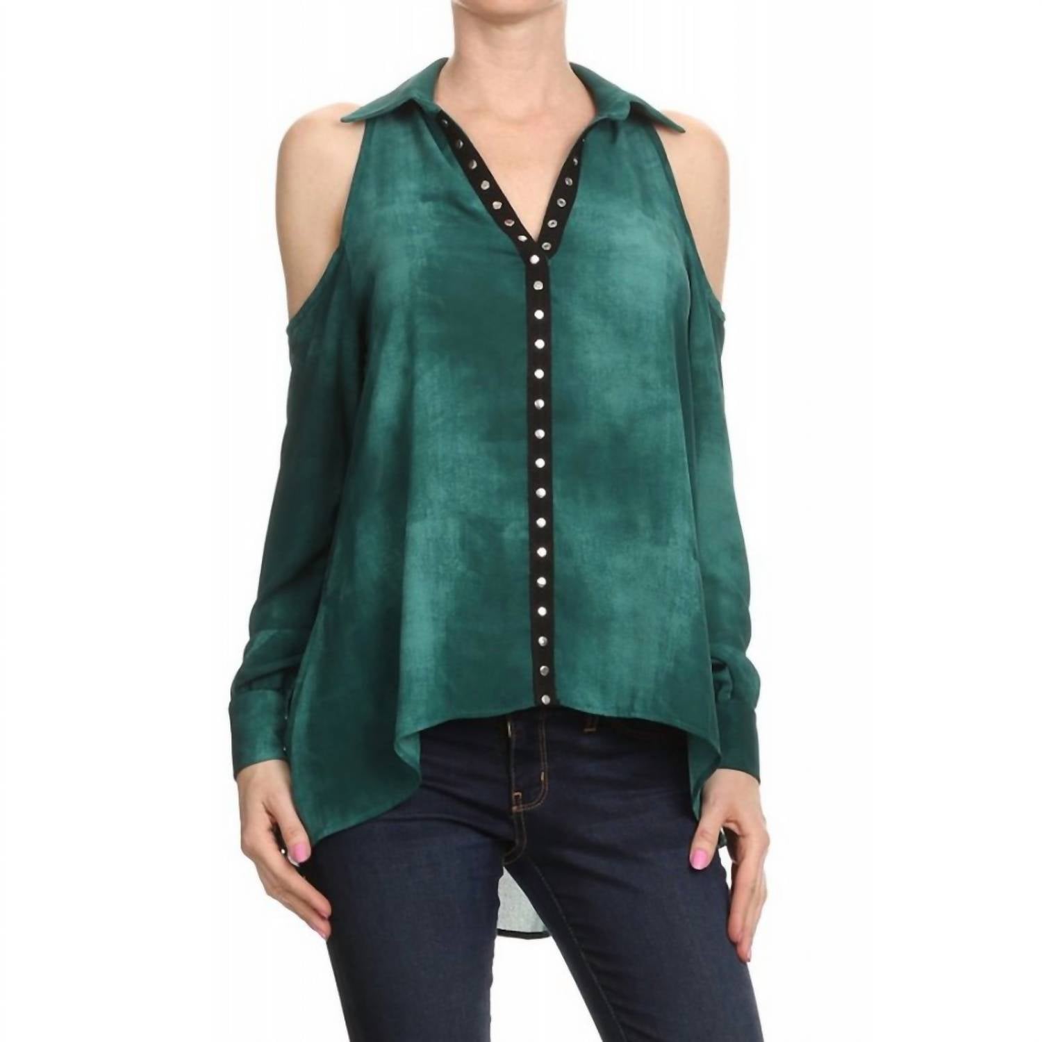 Cold Shoulder Tunic Top In Emerald
