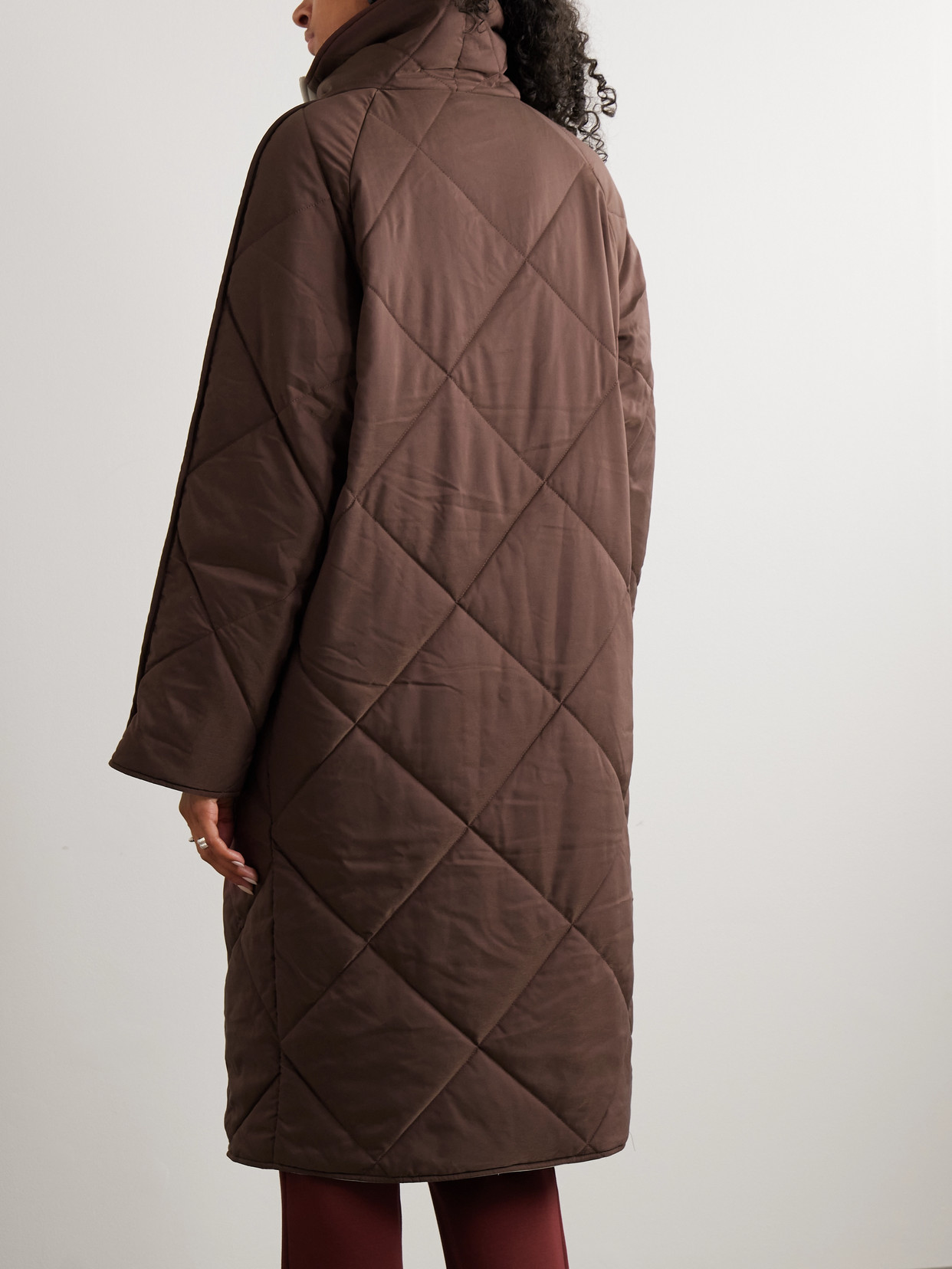 Annalise Reversible Quilted Lyocell-blend Coat - Burgundy