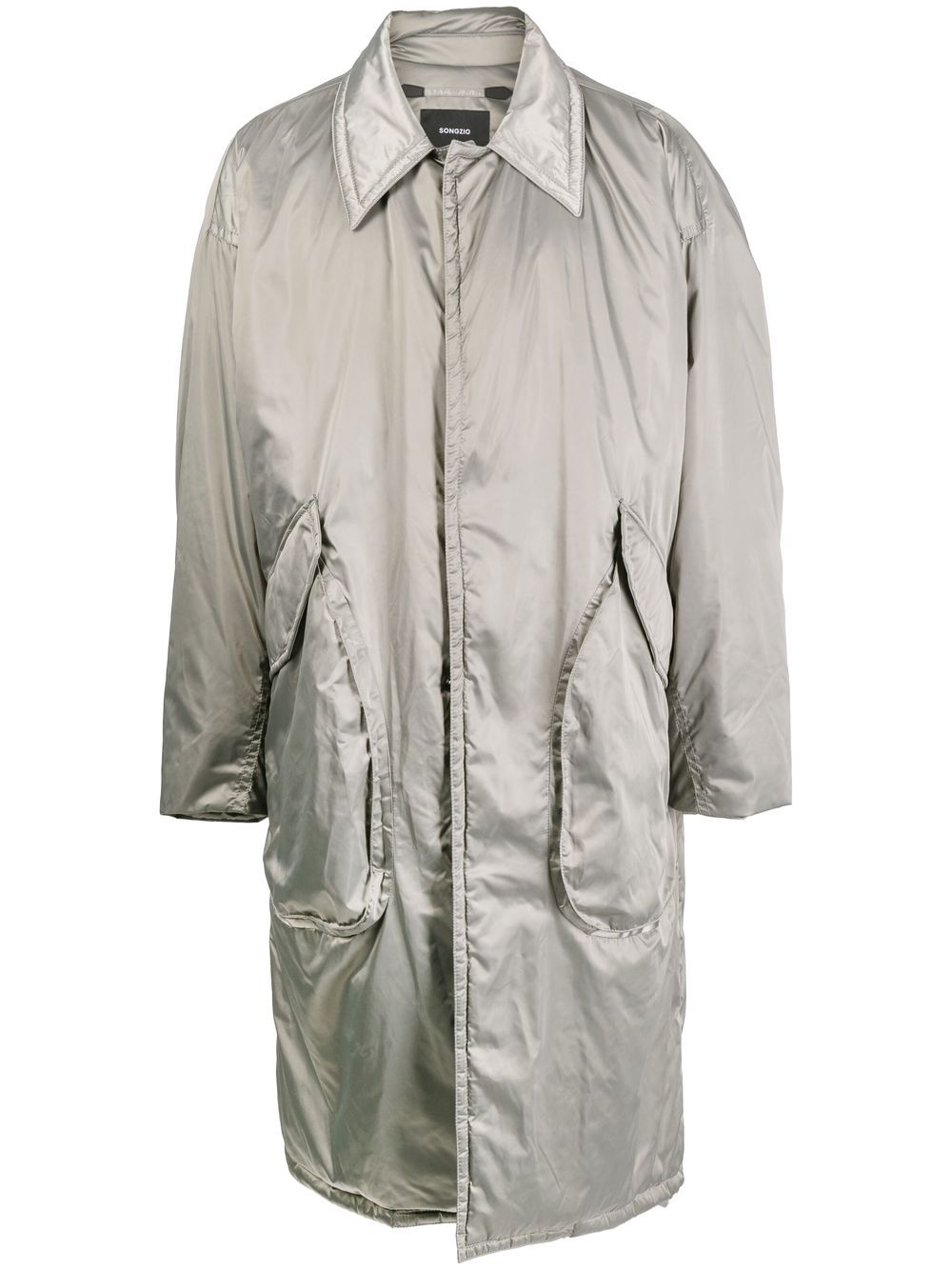 Ruched-detail knee-length jacket - Green