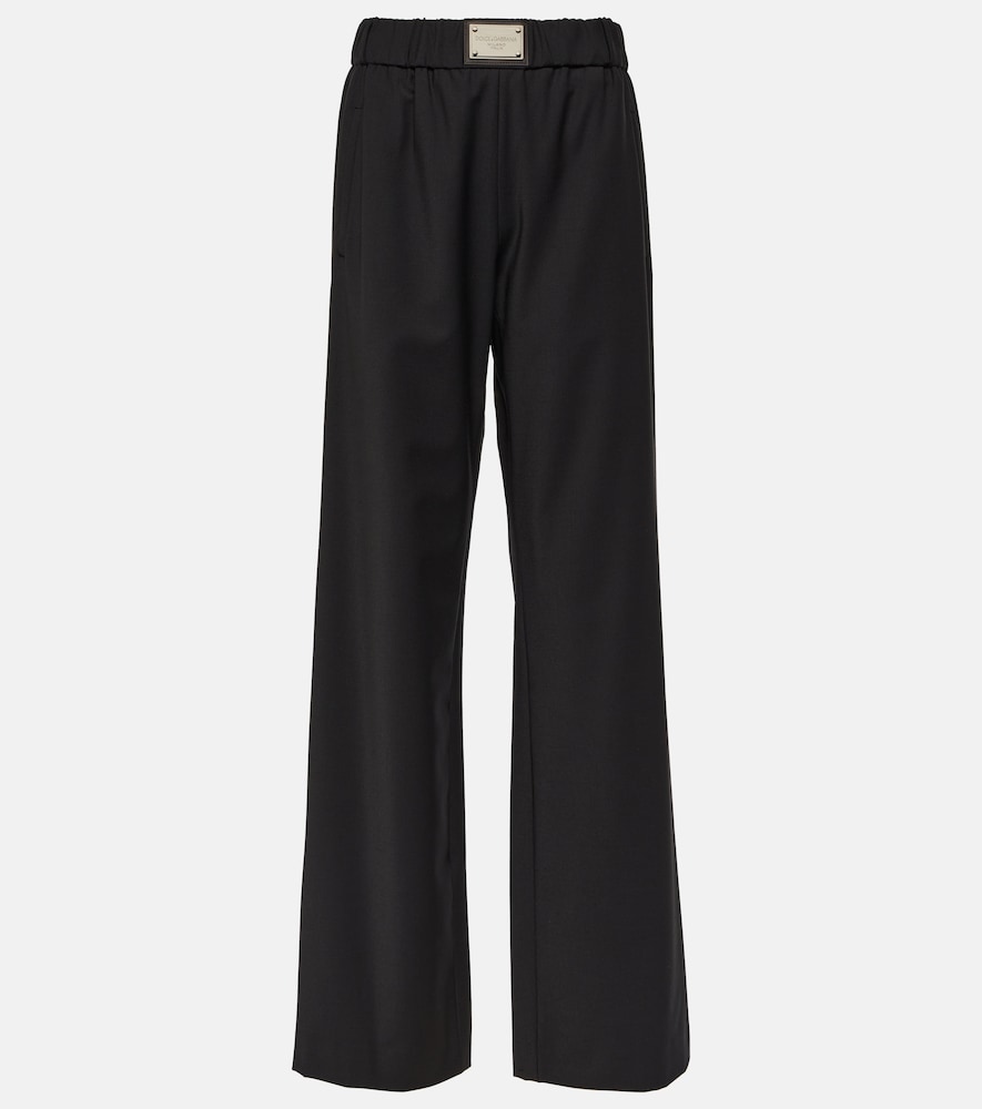 Wool-blend wide-leg pants