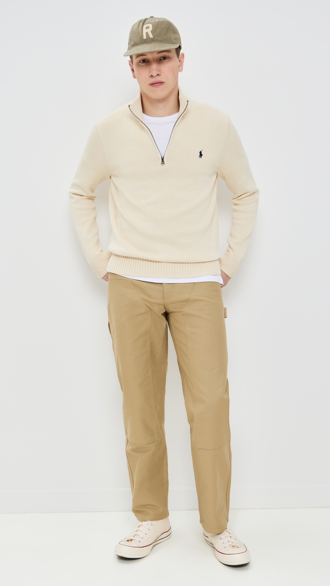 Cotton Half Zip Sweater Andover Cream
