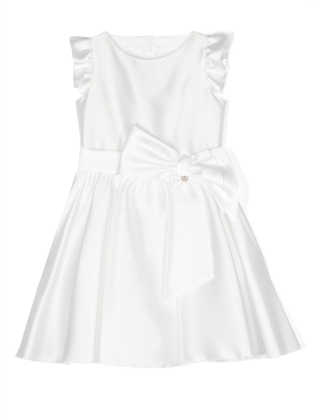 Oversize-bow interlock-twill dress - White