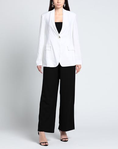 Woman Blazer Ivory Size 10 Linen, Viscose, Elastane