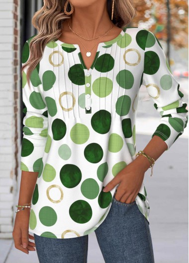 Modlily Multi Color Polka Dot Long Sleeve T Shirt