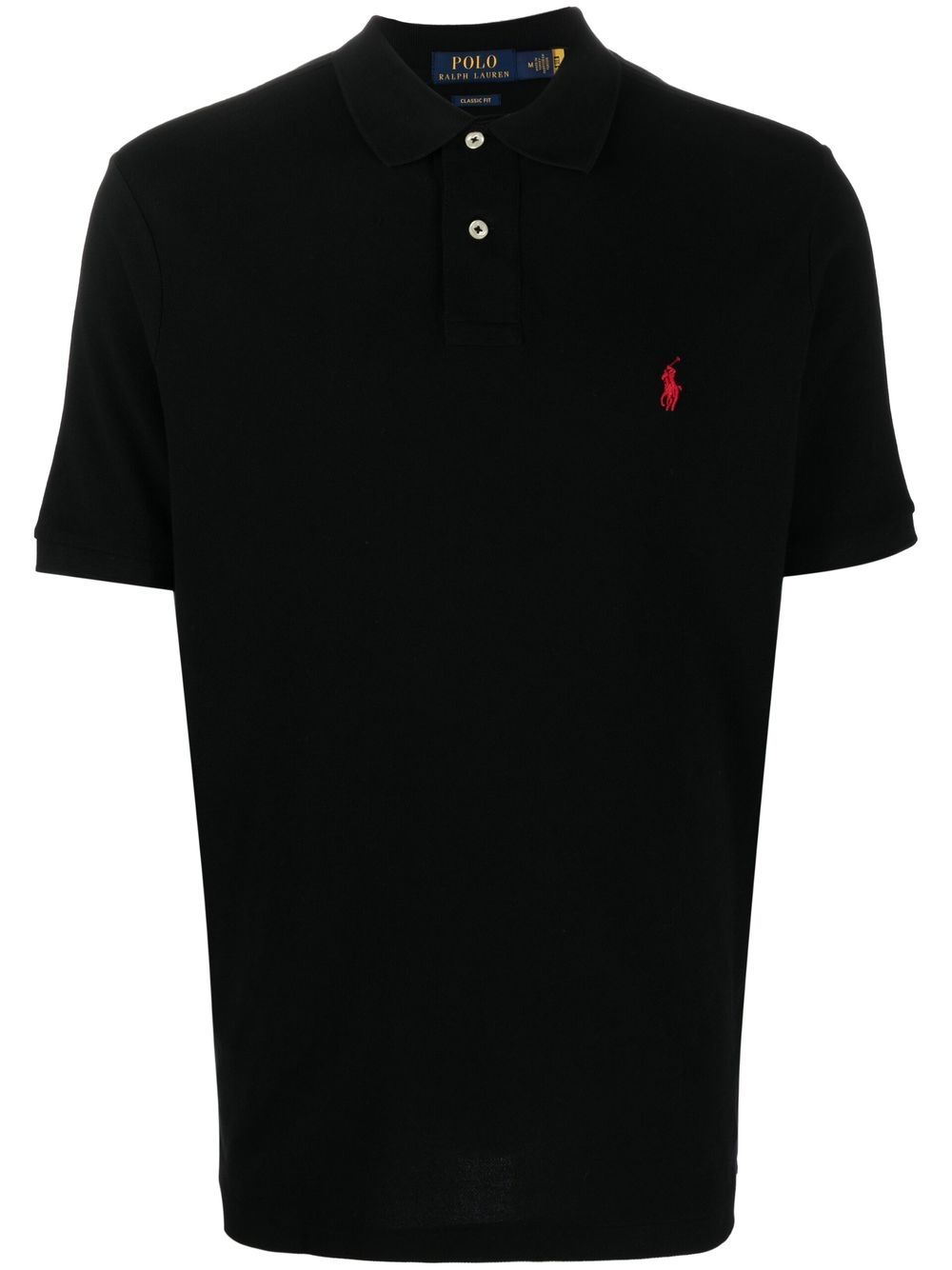 Embroidered-logo detail polo shirt - Black