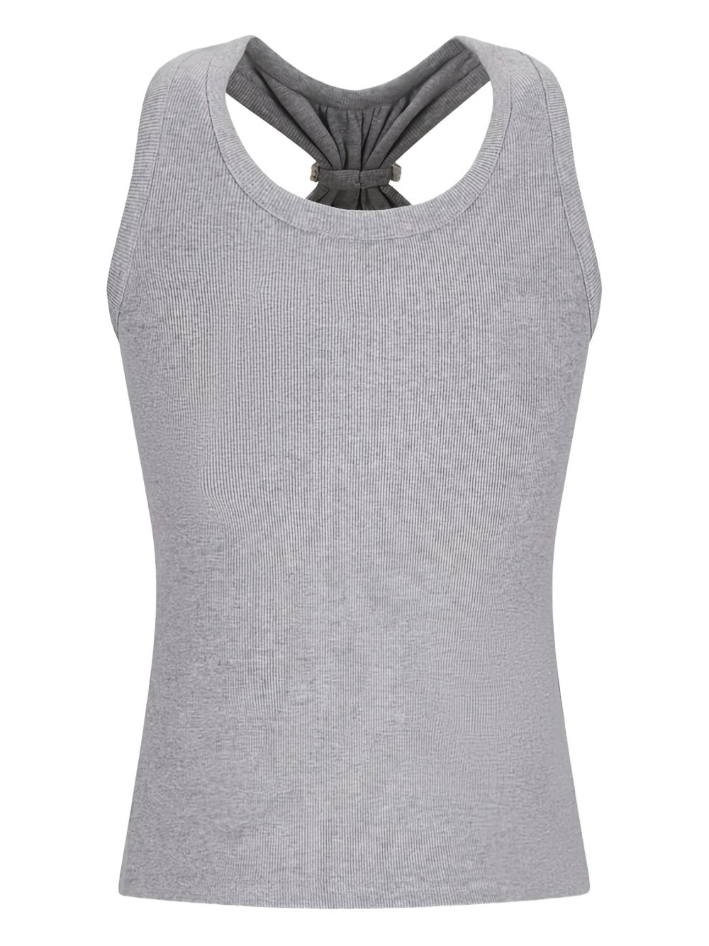 Crystal-embellished ribbed top - Grey