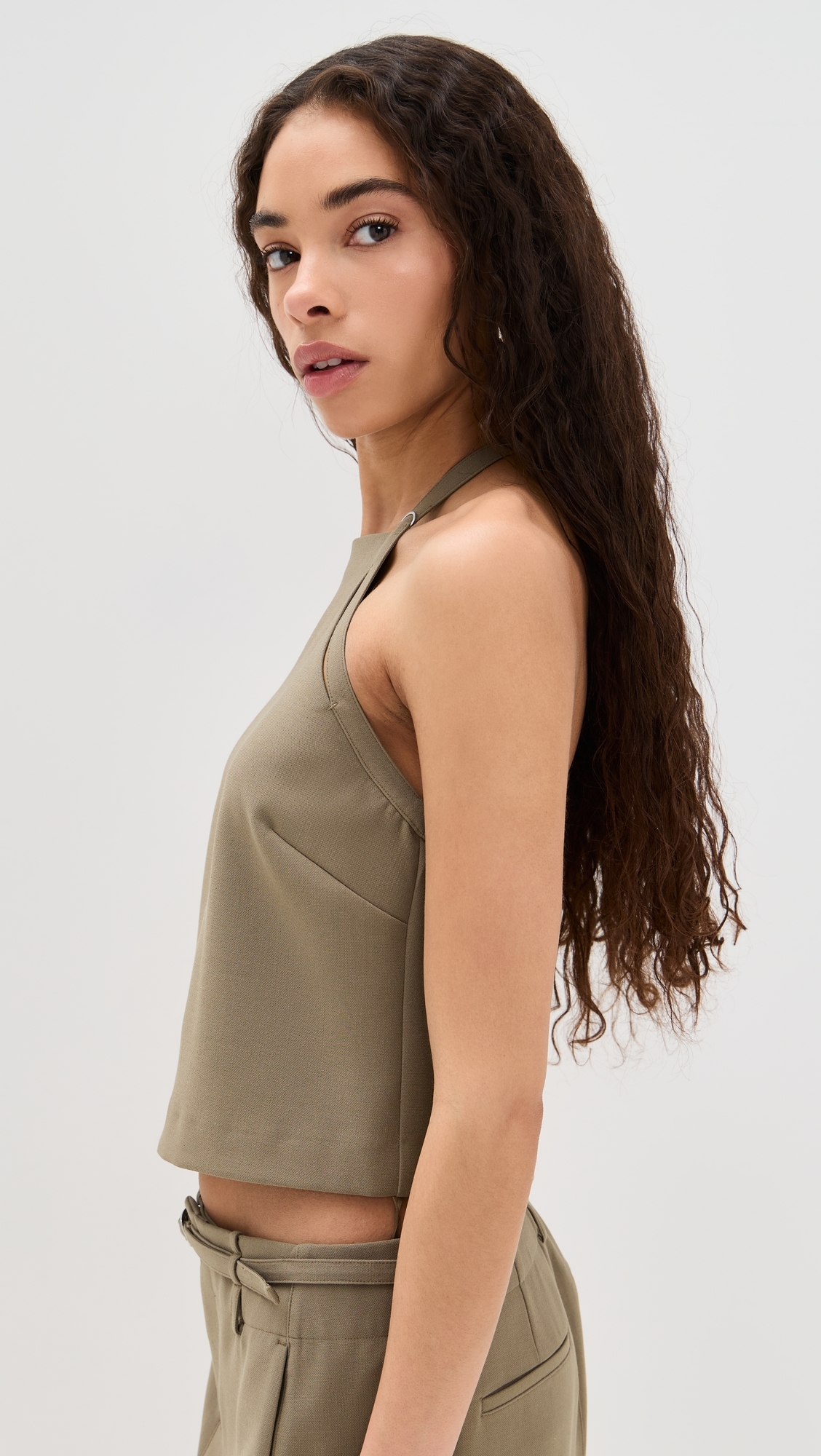 Apron Halter Top Oak Moss