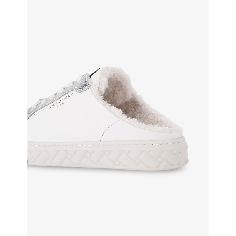 Womens Silver Com Kensington Backless Leather Trainer Mules