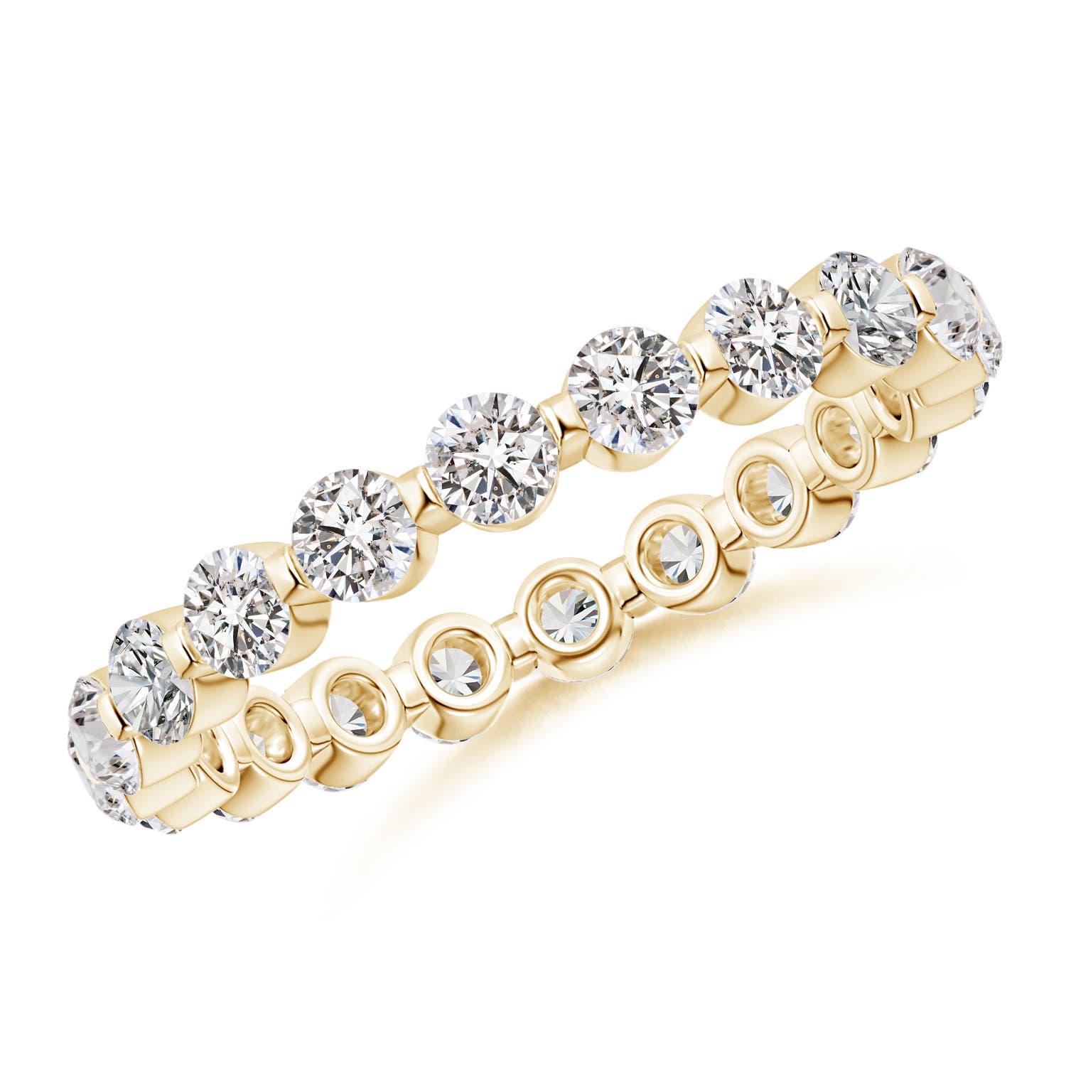 Angara 1.16 Carats Prong-Set Diamond Eternity Stackable Ring in 18K Yellow Gold