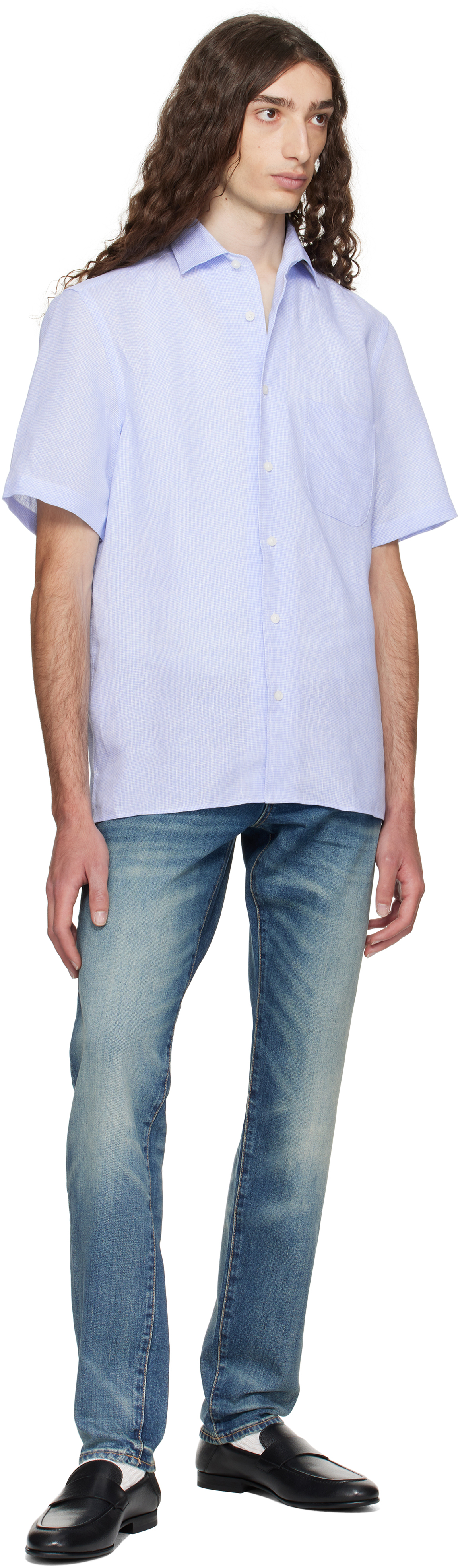 Blue BECKHAM Edition Regular-Fit Linen Shirt
