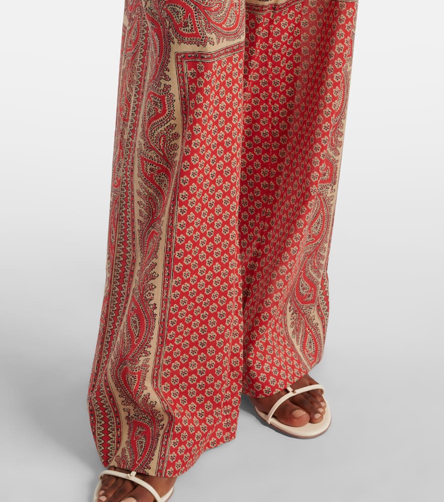 Patterned cotton wide-leg pants