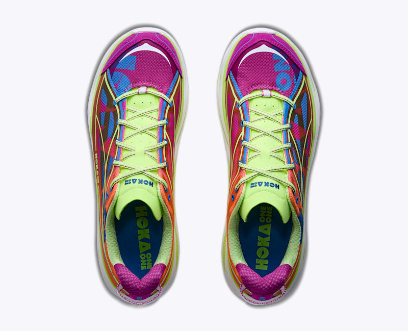 HOKA Huaka Pro Shoes in Fuchsia/Neon Yuzu