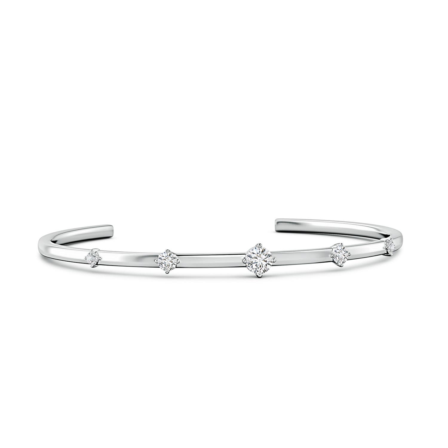 Angara 0.93 CTW Five-Stone Round Diamond Station Cuff Bracelet in Platinum