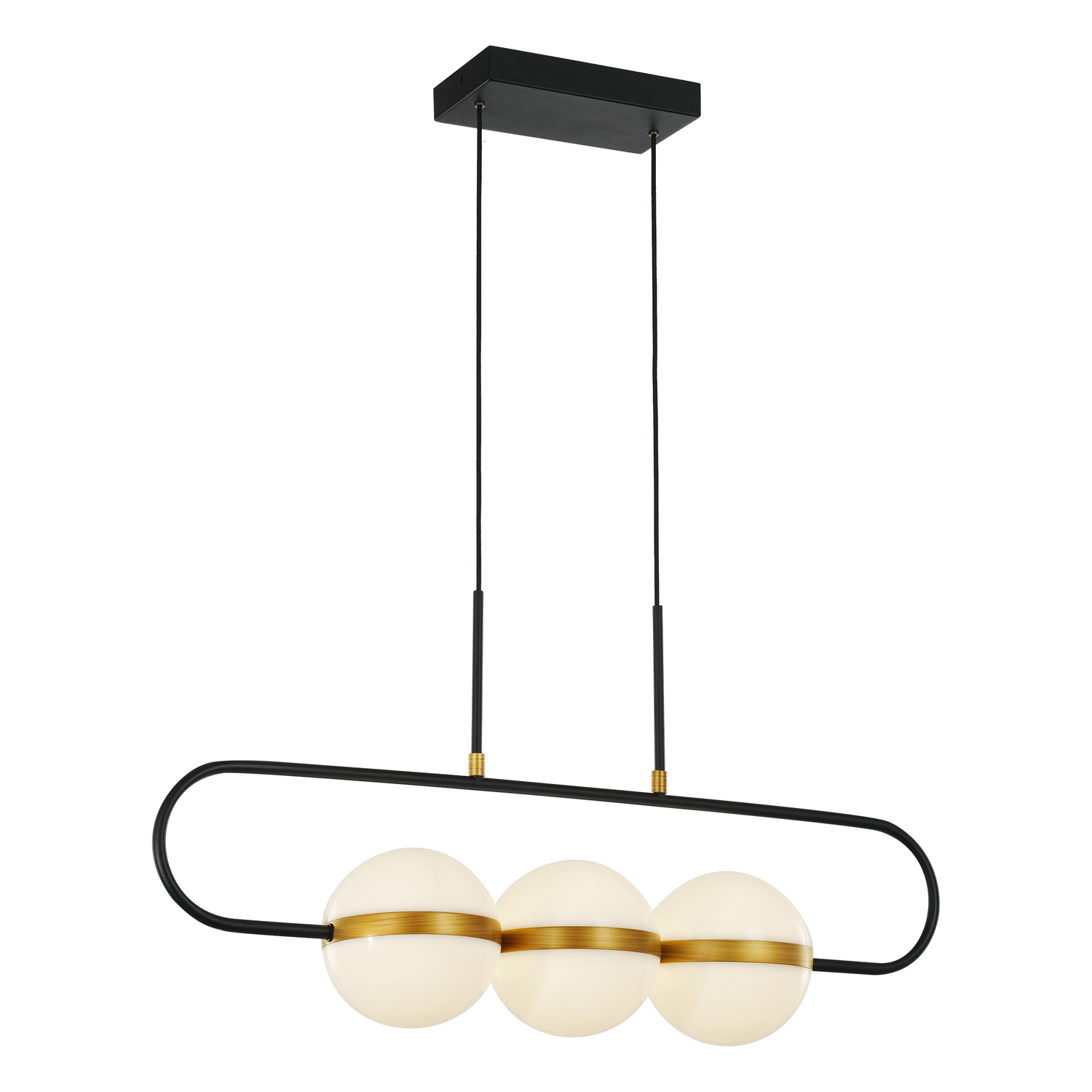 Matte Black Brushed Gold LED Linear Pendant from the Tagliato Collection