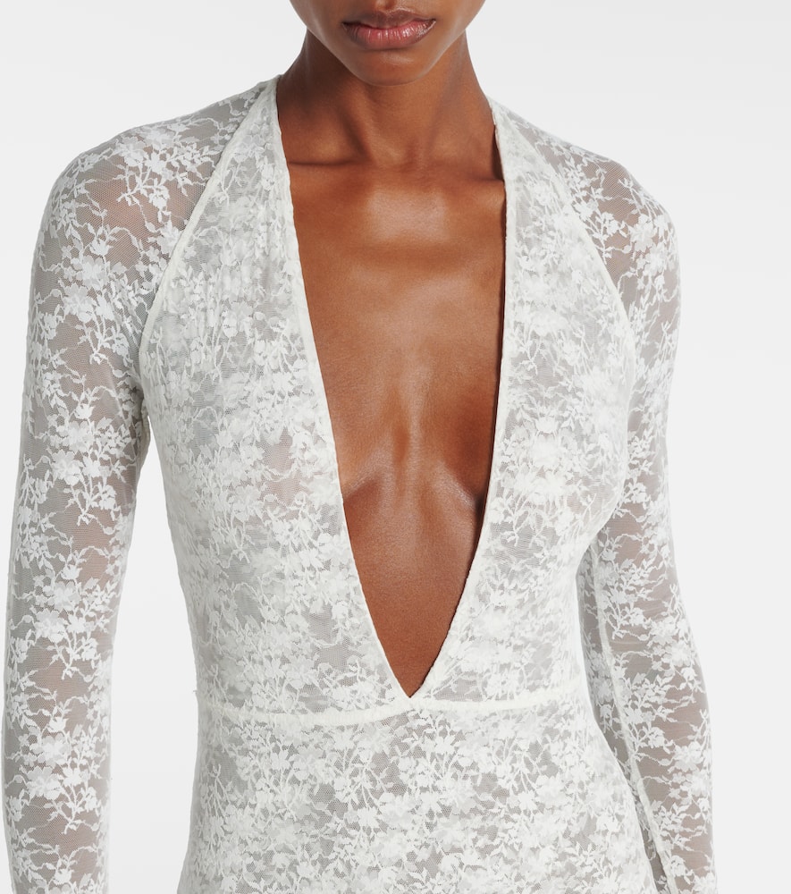 Bridal sheer lace gown