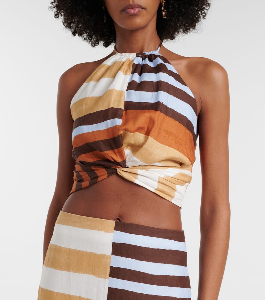 Lodi striped linen crop top