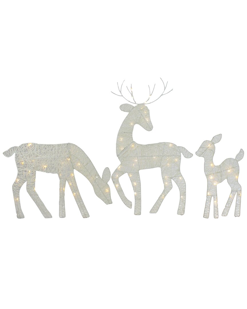 Northlight Set of 3 LED Lighted White Reindeer Family Outdoor Christmas Decorations 29in