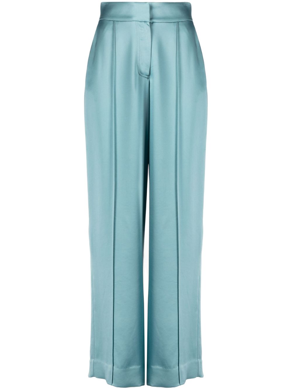Kyra satin-finish straight-leg trousers - Blue