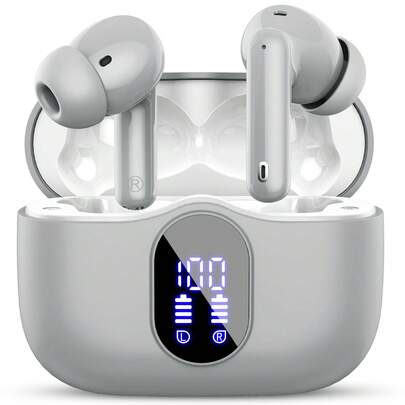 Wireless Earbuds Bluetooth 5.4 Headphones Bass Stereo Ear Buds With Noise Cancelling Mic LED Display In Ear Earphones Waterproof 36H Playtime For