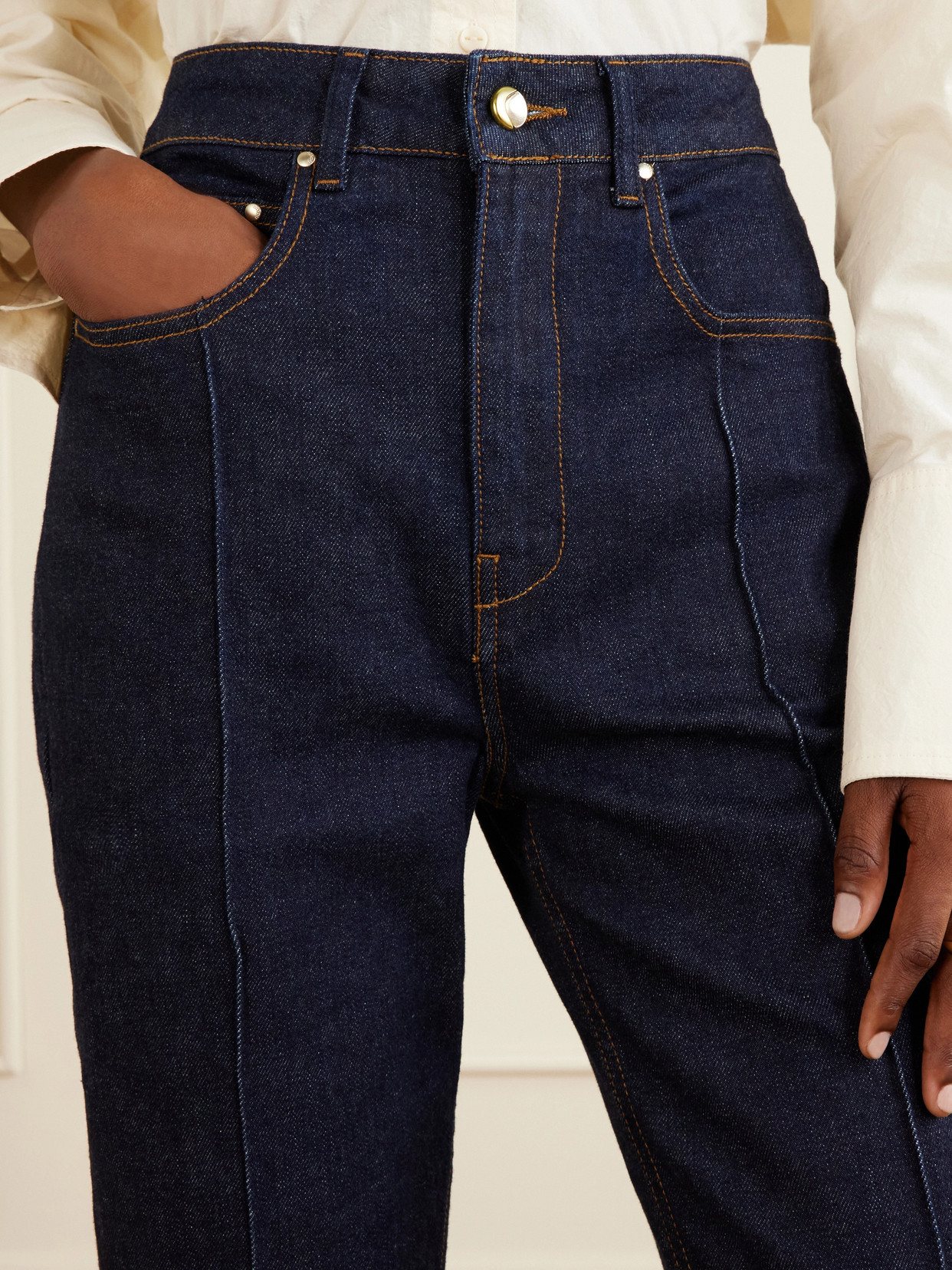 Russet Stretch Slim-leg Capri Jeans - Dark denim