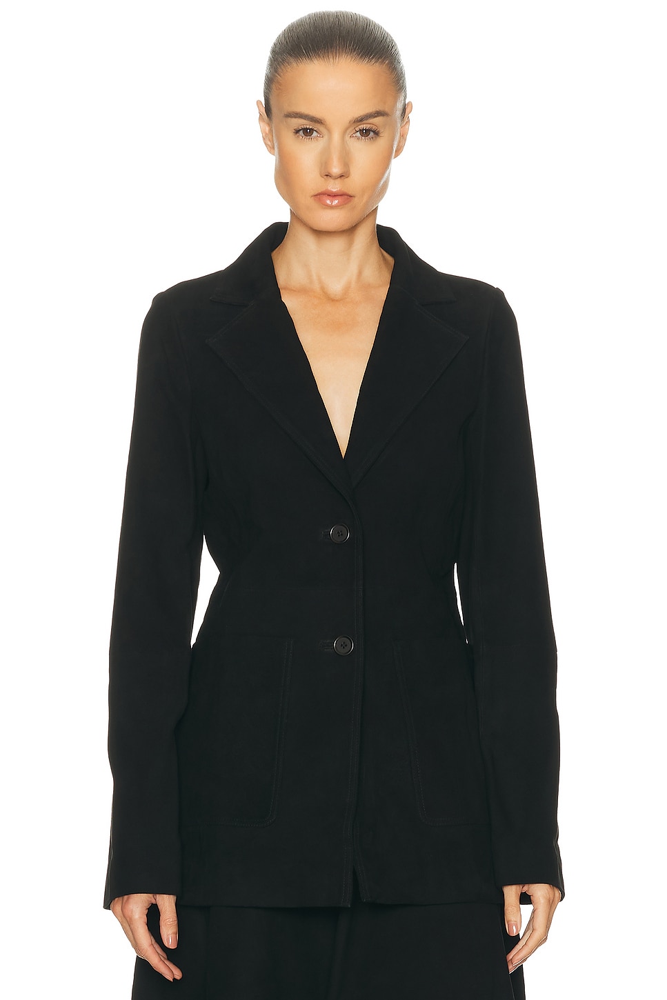 Rohe Suede Cinched Blazer in Black - Black. 40 also