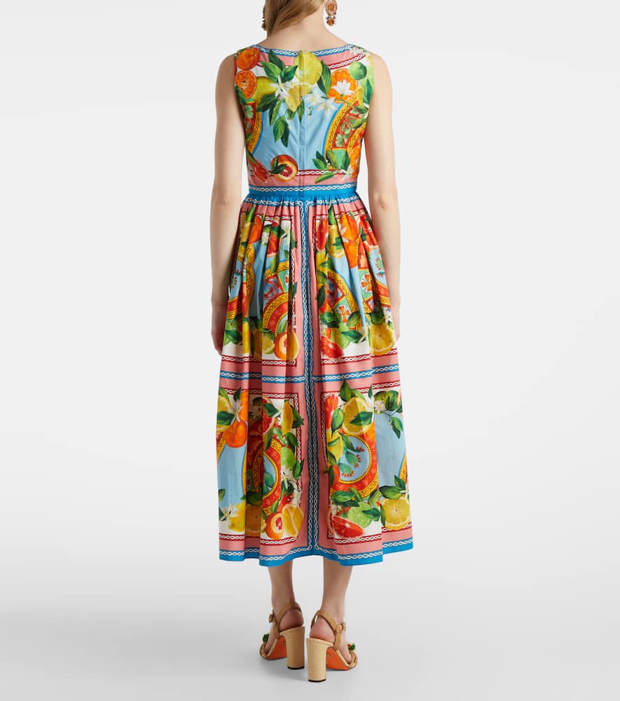 Printed cotton midi dress