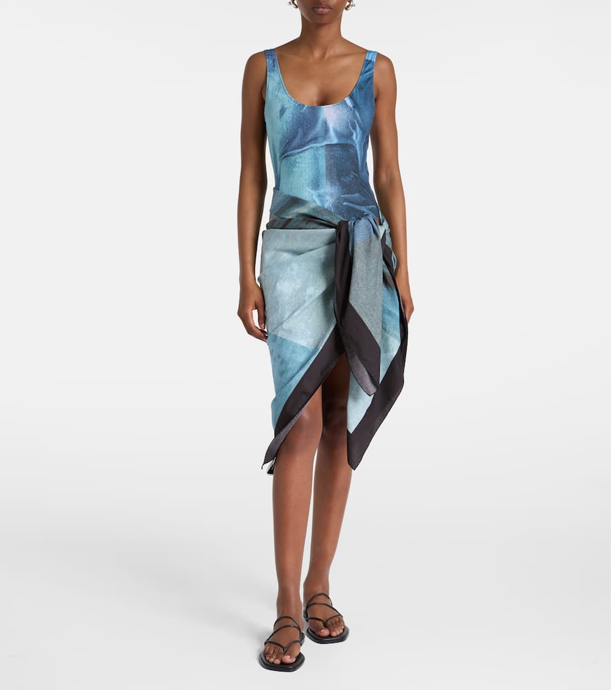 Printed cotton beach cover-up