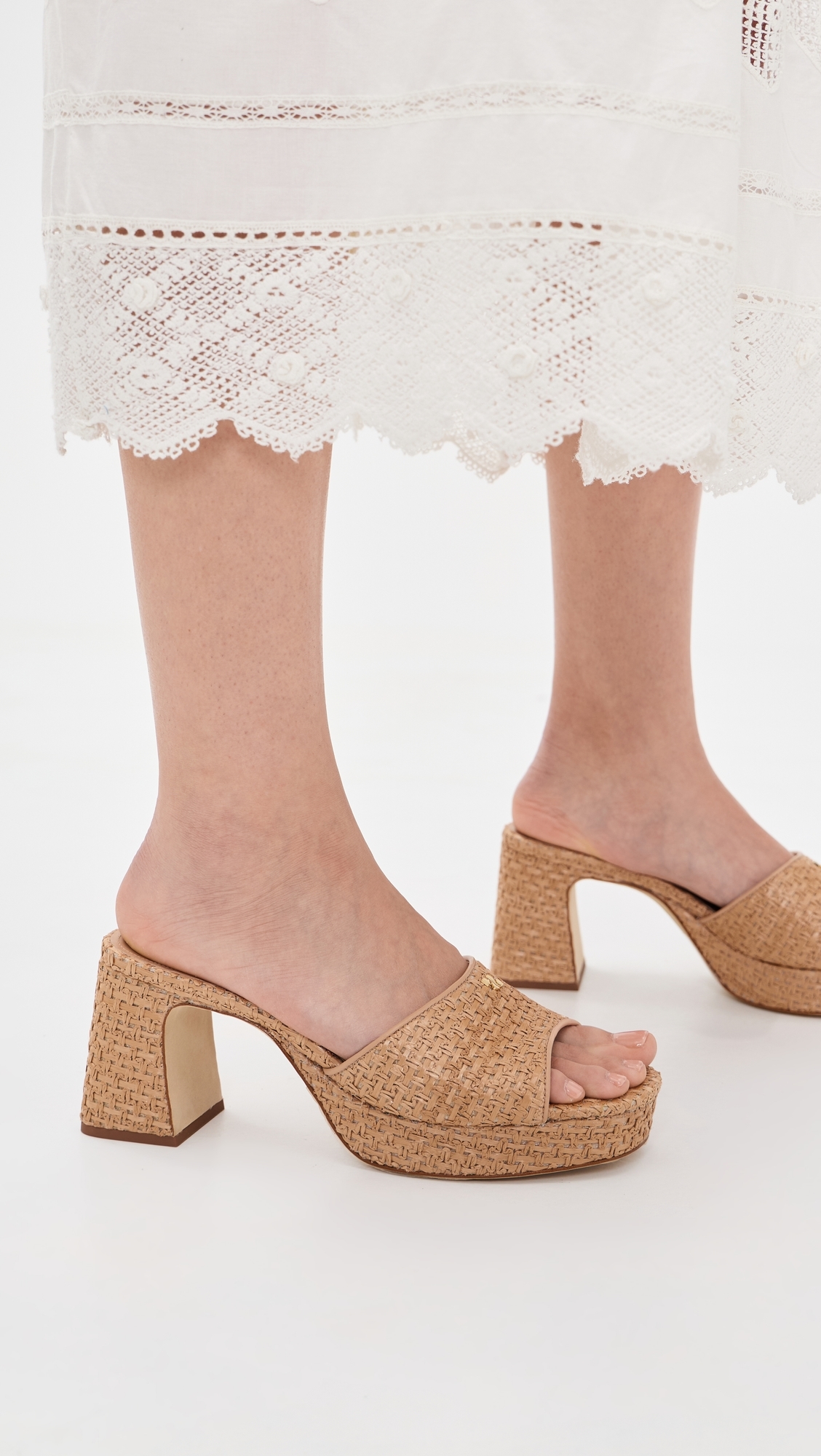 Dolly Low Mules Natural and Beige Raffia