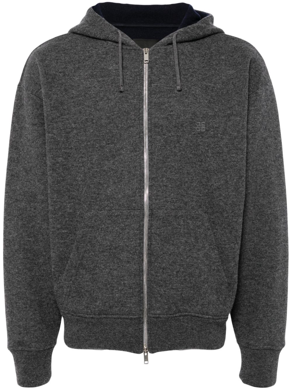 Logo-embroidered zip-up hoodie - Grey