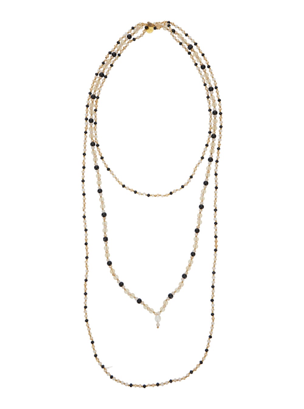 Humaita Gold Colored Triple Twist Necklace With All-over Beads And Central Pendant In Glass And Brass Blend Woman