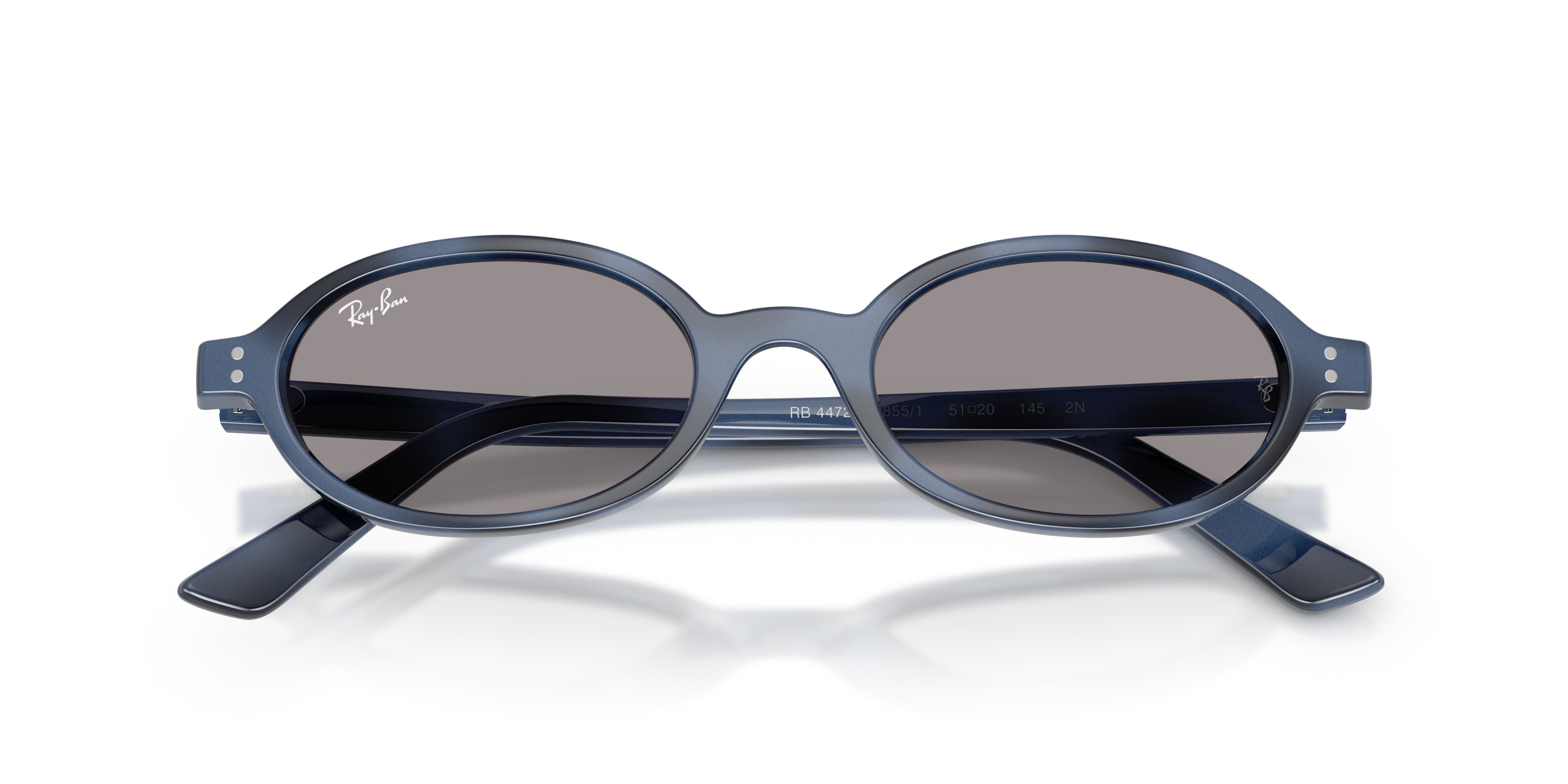 Ray - Ban Unisex Ray - Ban RB4472 6855/1 Sunglasses Injected Blue Grey Round Norma