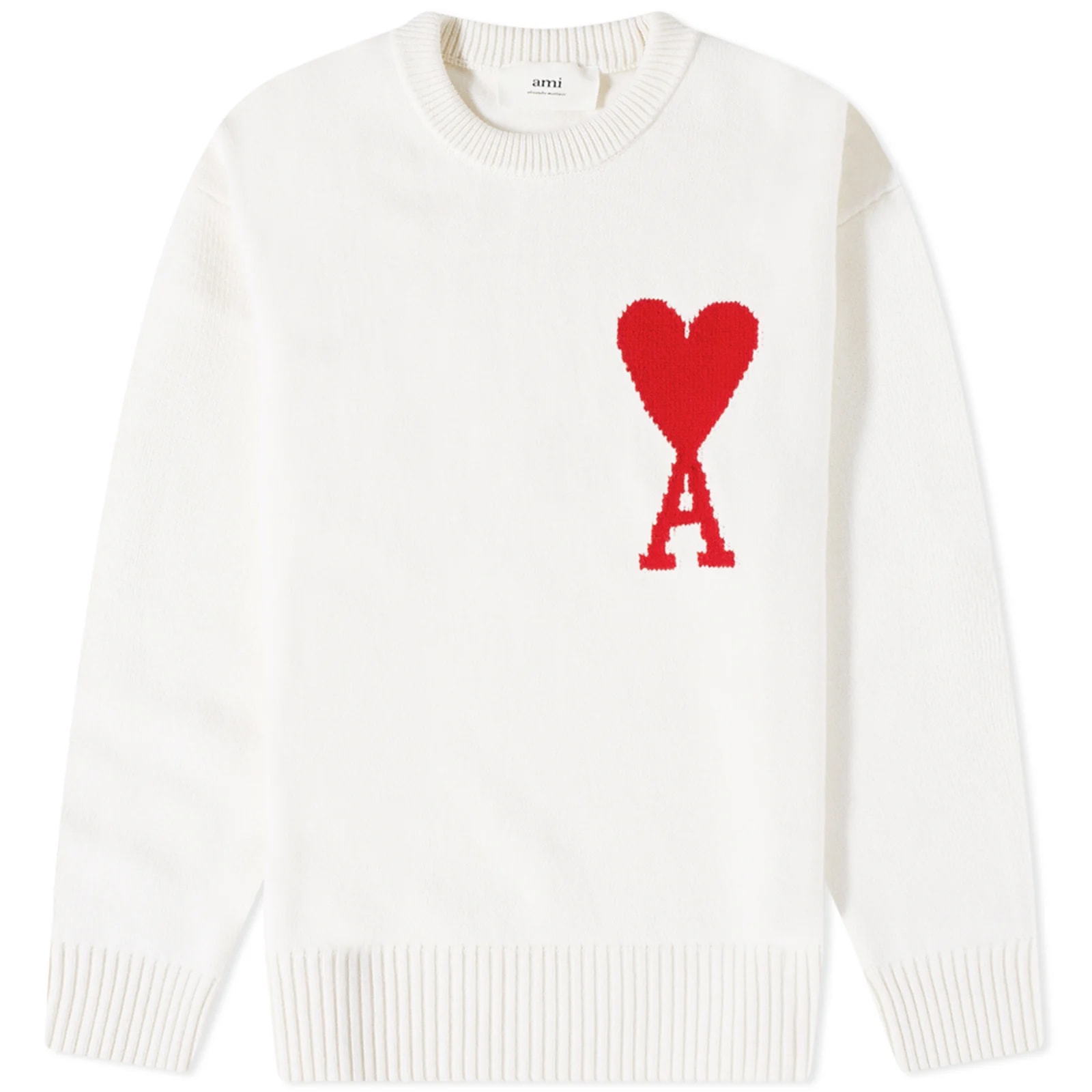 AMI ADC Large Crew Knit Sweater in White