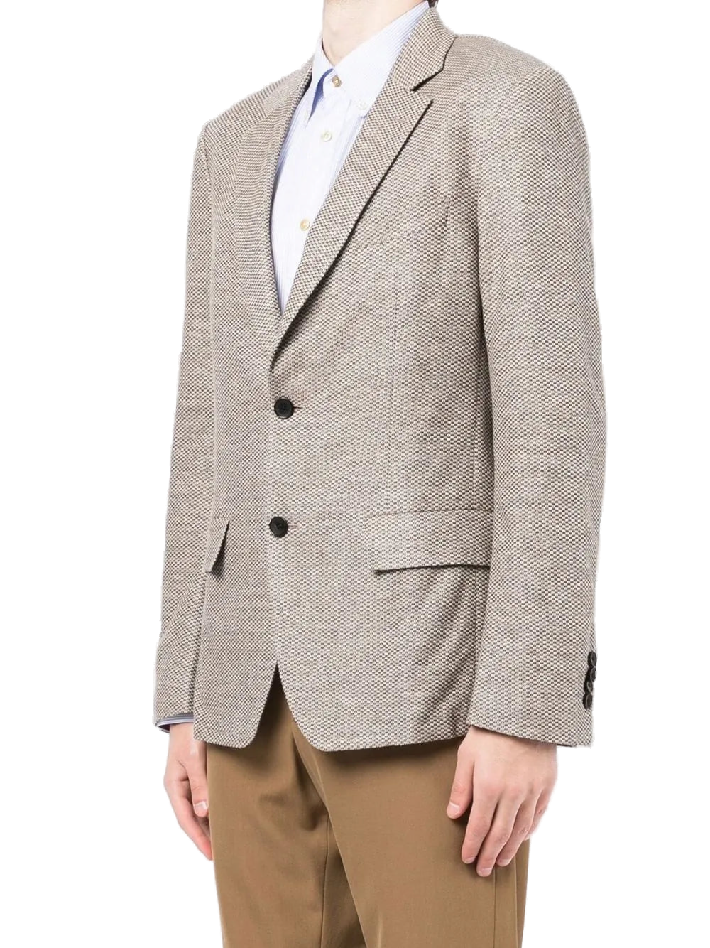Cotton-Linen Textured Blazer — Brown
