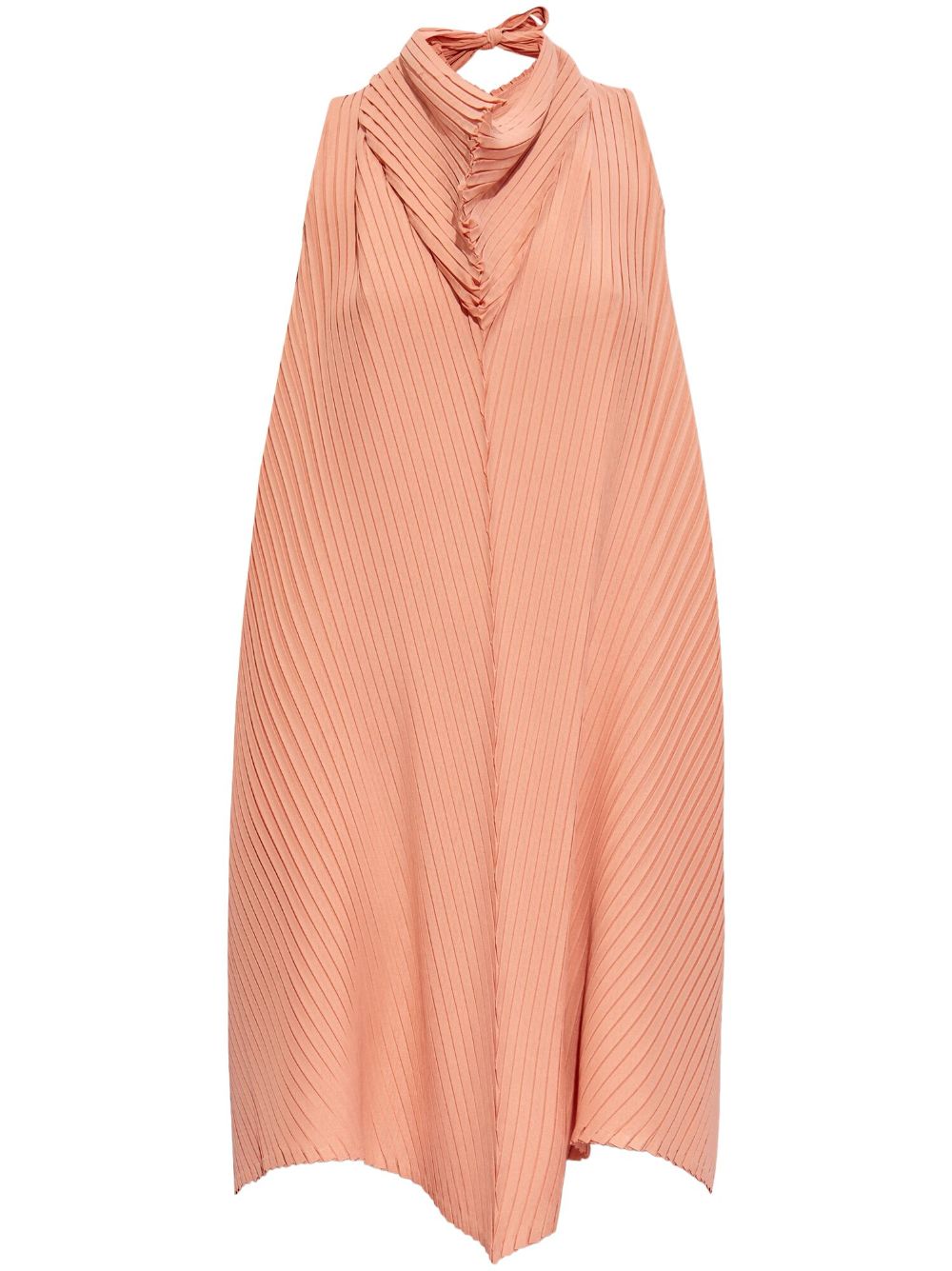 Plissé halterneck mini dress - Orange