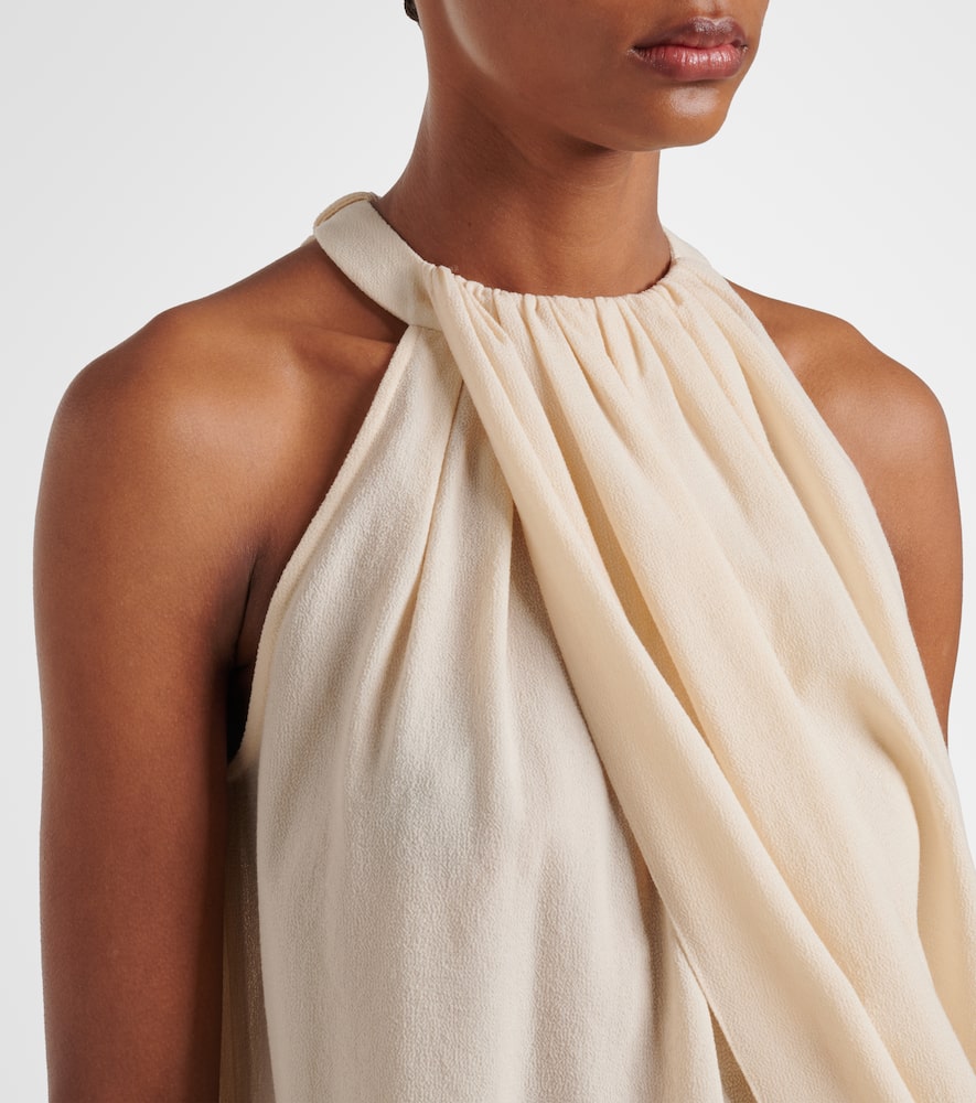 Draped wool-blend top