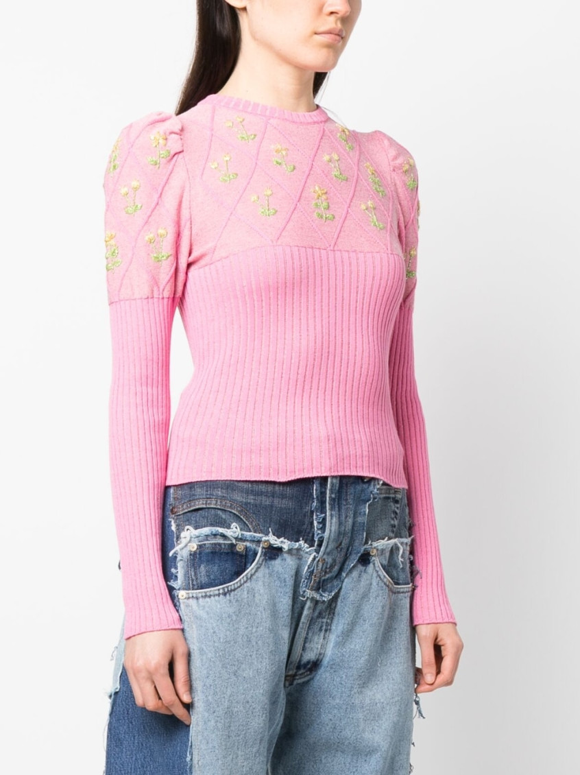 - Embroidered Glitter-cotton T-shirt