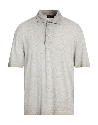 Man Polo shirt Grey Size 44 Linen, Elastane