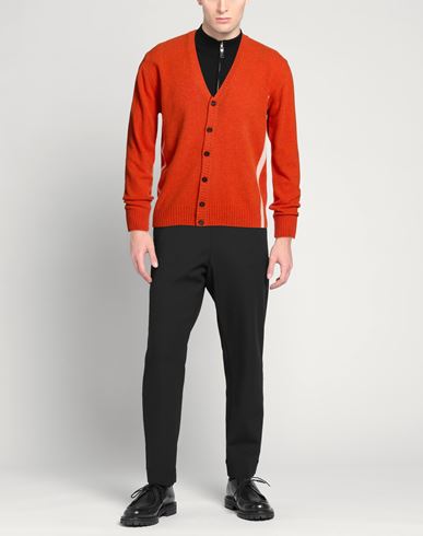Man Cardigan Orange Size M Wool, Polyamide