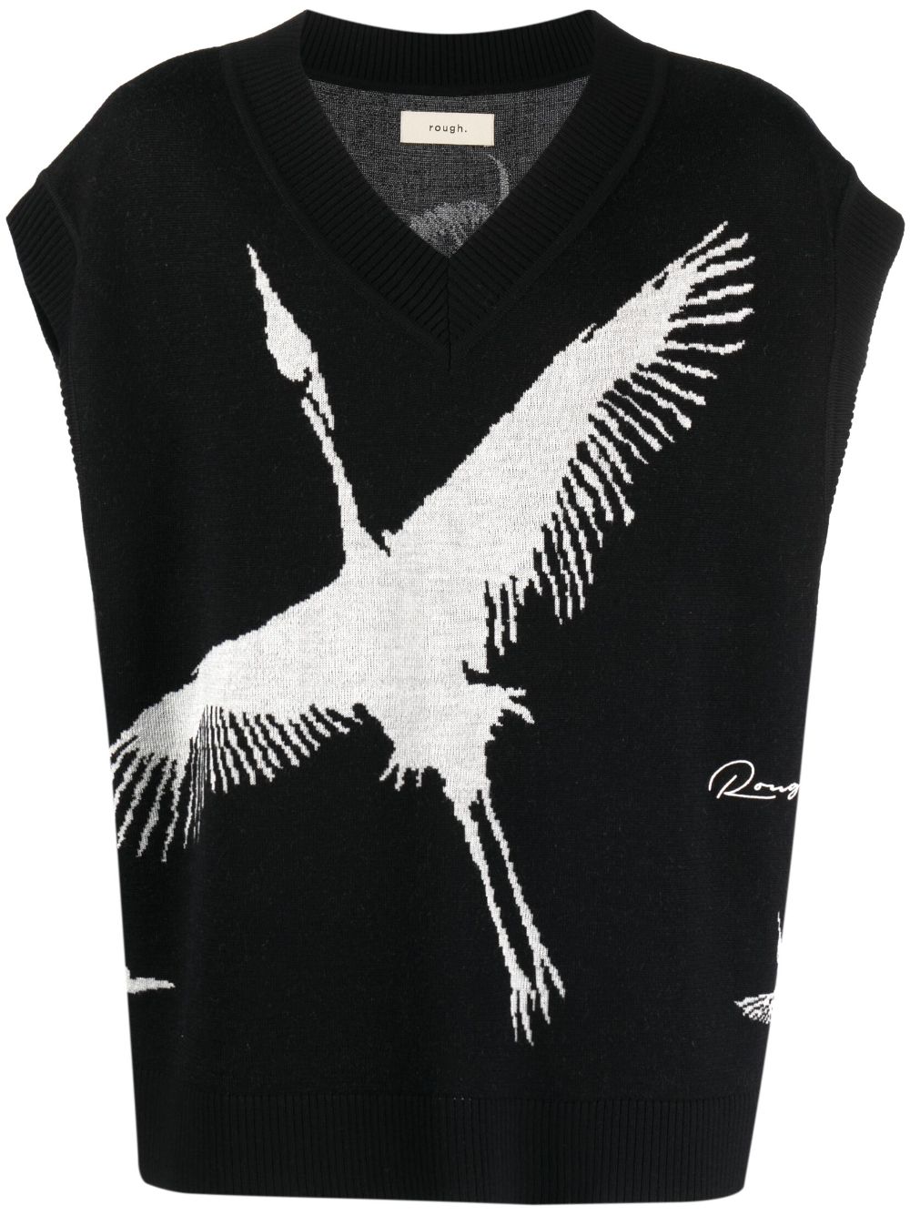 Patterned intarsia-knit sleeveless jumper - Black
