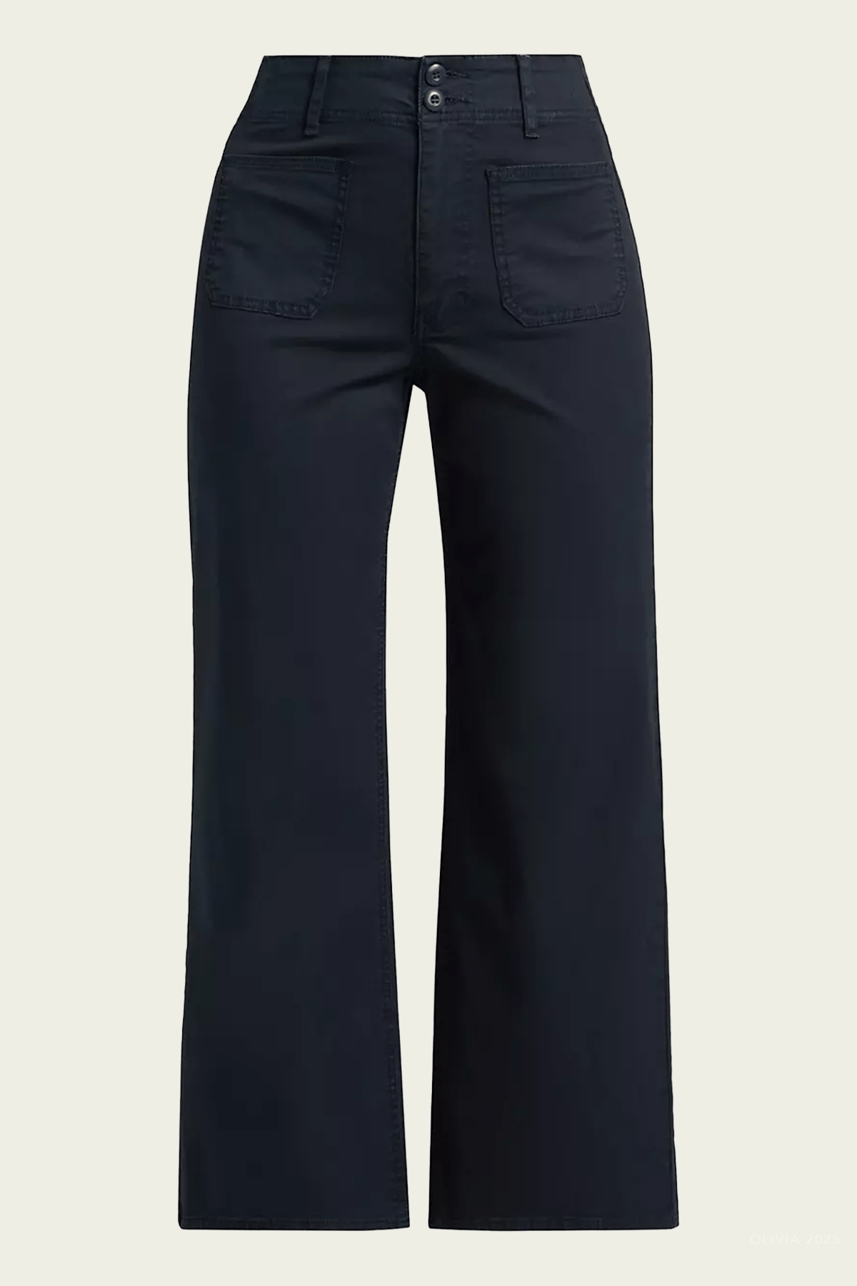 Grant Cropped High-Rise Wide Leg Pants in Navy