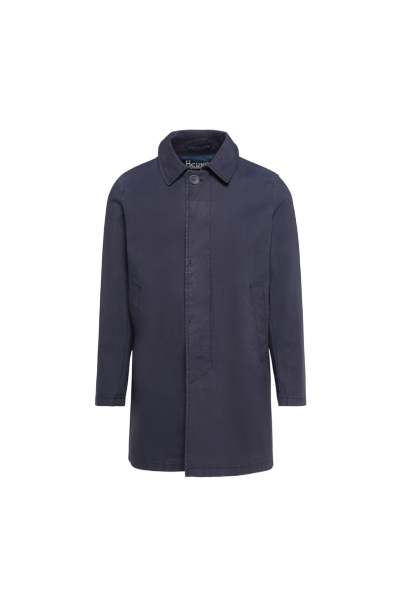 Cotton-Blend Coat — Navy